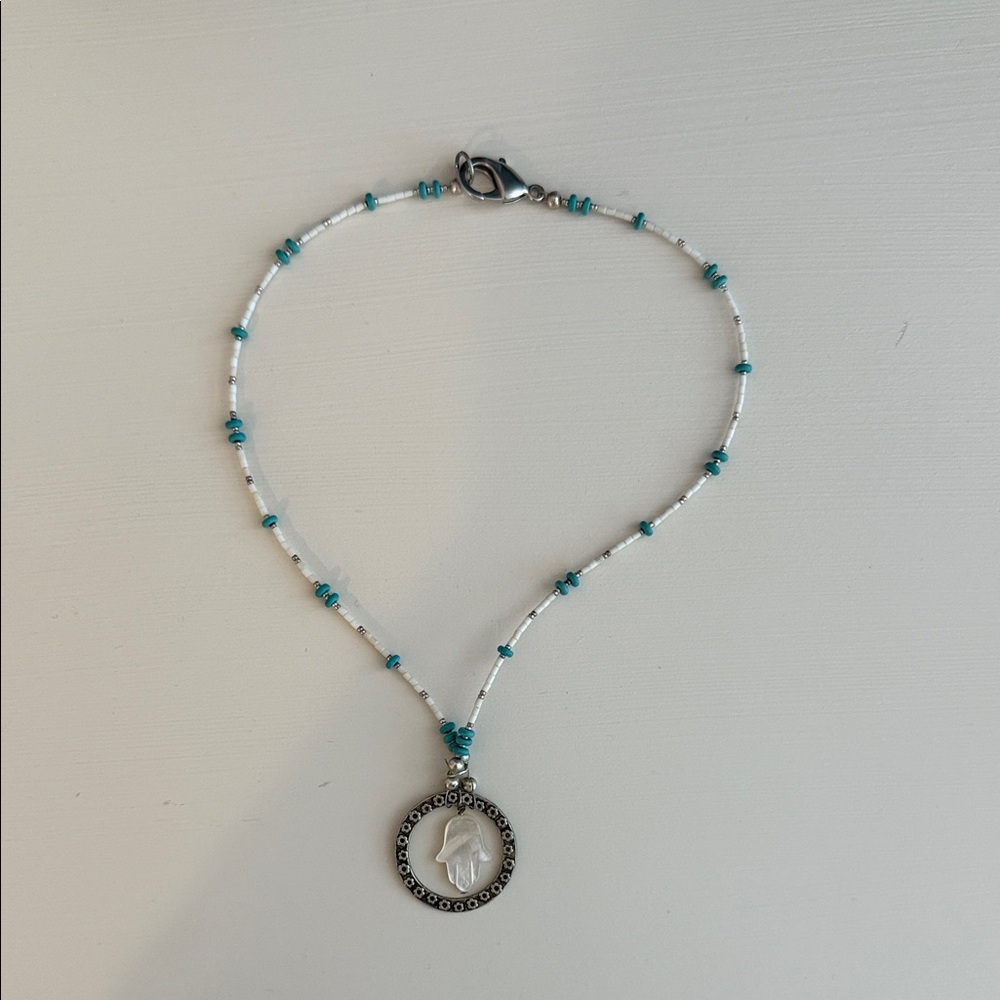 Elegant Silver and Turquoise Beaded Necklace
